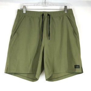 RHONE - MEN'S MEDIUM - OLIVE GREEN DRAWSTRING WAIST POLYESTER BLEND SHORTS